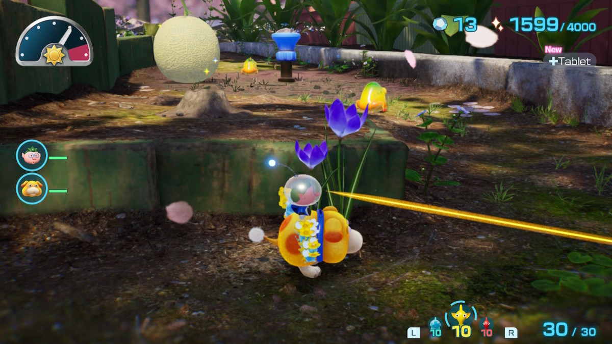 A small human is sitting on a large yellow dog with 30 multicolored plant-like creatures clinging alongside